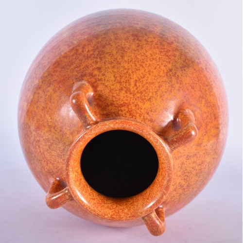 673 - A LARGE PILKINGTONS ROYAL LANCASTRIAN ORANGE GLAZED VASE. 23 cm x 13 cm.