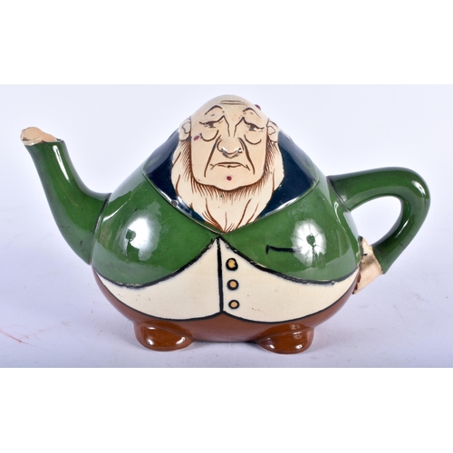 685 - A FOLEY INTARSIO NOVELTY TEAPOT AND COVER. 18cm x 12 cm.