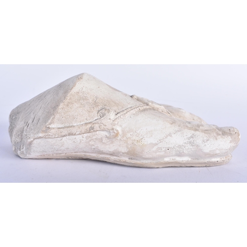 688 - A GRAND TOUR STYLE COUNTRY HOUSE PLASTER FOOT PAPER WEIGHT. 17 cm x 10 cm.