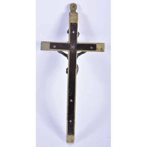 696 - AN ANTIQUE JESUIT MONKS CRUCIFIX. 21 cm x 8 cm.