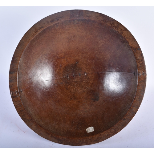 709 - A TRIBAL FIJIAN CARVED WOOD KAVA BOWL. 34 cm x 17 cm.