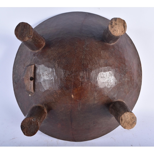 709 - A TRIBAL FIJIAN CARVED WOOD KAVA BOWL. 34 cm x 17 cm.