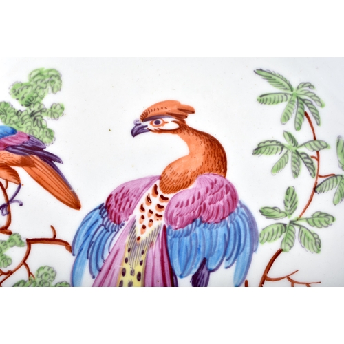 714 - AN 18TH CENTURY CHELSEA FLUTED PORCELAIN DISH C1770 painted in the Manner of Giles with exotic birds... 