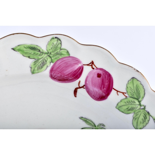 714 - AN 18TH CENTURY CHELSEA FLUTED PORCELAIN DISH C1770 painted in the Manner of Giles with exotic birds... 