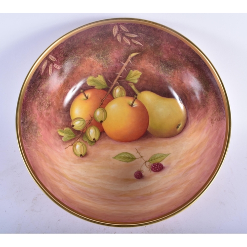 718 - A VERY LARGE ROYAL WORCESTER ARTIST LEIGHTON MAYBURY FRUIT PAINTED BOWL painted with large apples an... 