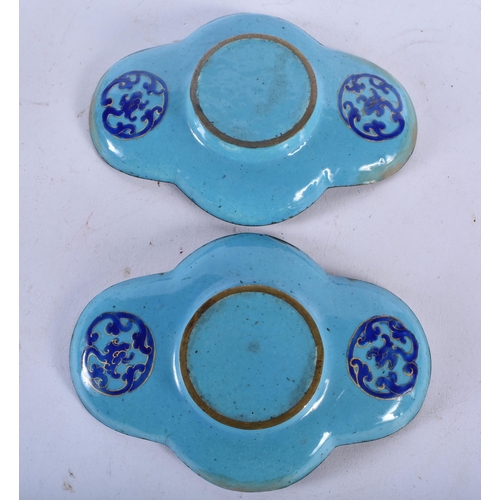 728 - A PAIR OF 19TH CENTURY CHINESE CANTON ENAMEL TEABOWLS ON STANDS Qing. 14cm x 10 cm.