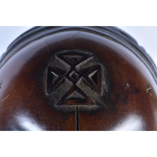 73 - A LARGE EARLY 20TH CENTURY AFRICAN TRIBAL WOOD MASK with later stand. 48 cm x 15 cm.