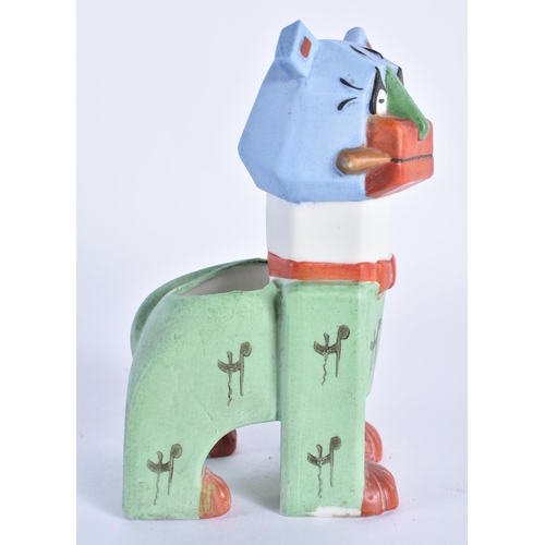 755 - AN EARLY 20TH CENTURY CONTINENTAL BISQUE PORCELAIN FIGURE OF A CUBIST CAT After Louis Wain. 13 cm x ... 