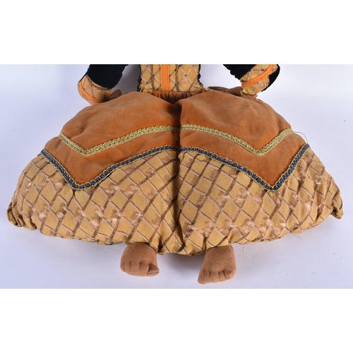 765 - AN UNUSUAL VINTAGE FELT EMBROIDERED CUSHION CHINAMAN DOLL. 53 cm x 25cm.