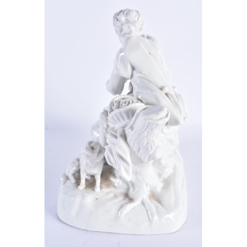 773 - A LARGE ANTIQUE NAPLES BLANC DE CHINE PORCELAIN FIGURAL GROUP modelled as two lovers beside a pair o... 