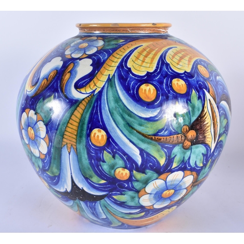 774 - A LARGE 19TH CENTURY ITALIAN CANTAGALLI MAJOLICA POTTERY BULBOUS VASE painted with a portrait of a m... 