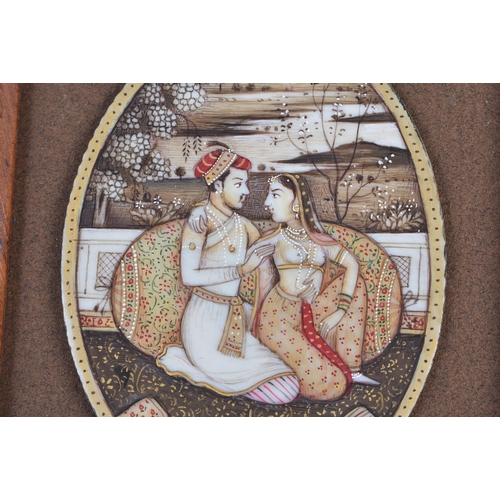 802 - Indian School (19th Century) Watercolour, Erotic figures. 18cm x 12 cm.