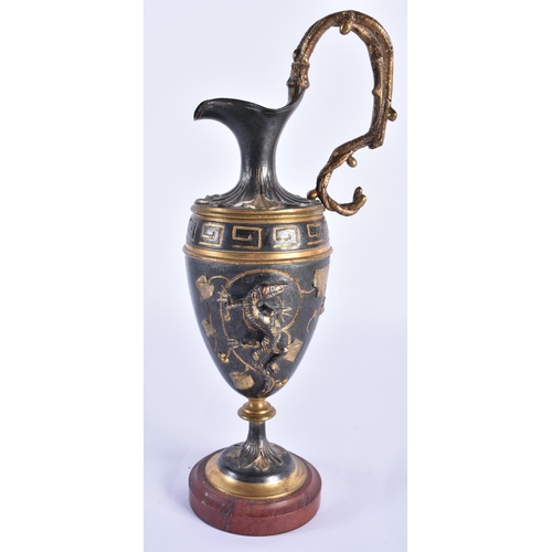 804 - A 19TH CENTURY FRENCH GRAND TOUR BRONZE CLASSICAL EWER overlaid with serpents. 24 cm high.