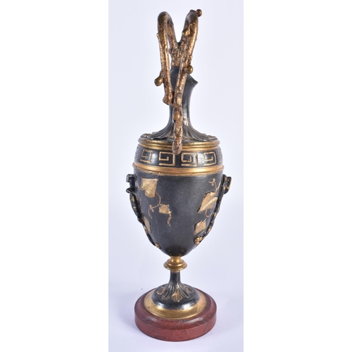 804 - A 19TH CENTURY FRENCH GRAND TOUR BRONZE CLASSICAL EWER overlaid with serpents. 24 cm high.