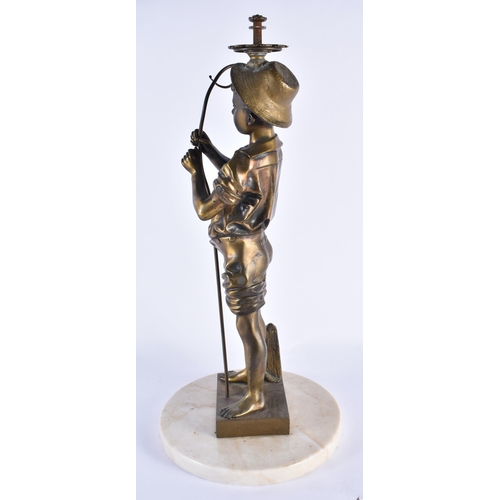 811 - French School (C1900) Bronze, Standing boy, marble base. 50 cm high.