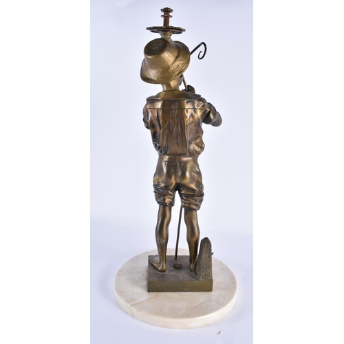 811 - French School (C1900) Bronze, Standing boy, marble base. 50 cm high.