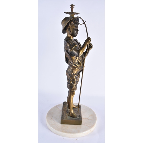 811 - French School (C1900) Bronze, Standing boy, marble base. 50 cm high.