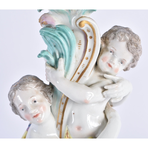 817 - A LARGE 19TH CENTURY GERMAN MEISSEN PORCELAIN FIGURAL CANDLESTICK formed with a female and child. 31... 