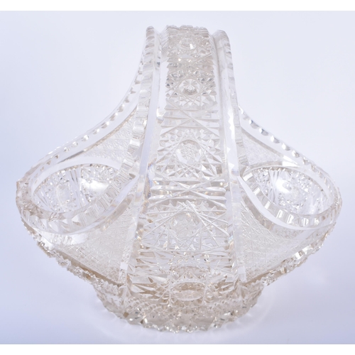 83 - A FINE ANTIQUE CUT GLASS BASKET together with an antique English neo classical glass vase. Largest 2... 