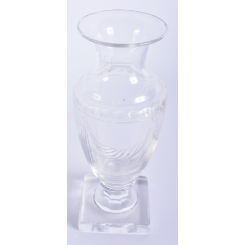 83 - A FINE ANTIQUE CUT GLASS BASKET together with an antique English neo classical glass vase. Largest 2... 