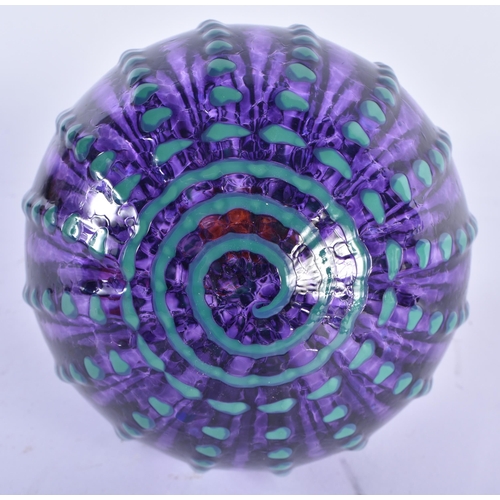 852 - AN UNUSUAL ART GLASS BALL. 14 cm x 10 cm.