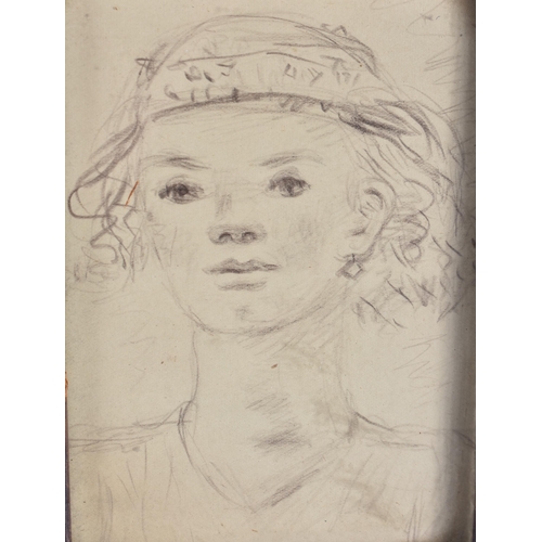 863 - European School (C1900) Pencil sketch, Portrait. 24 cm x 18cm.