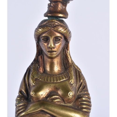 865 - A MID 19TH CENTURY FRENCH BRONZE CANDLESTICK formed as a female. 32 cm high.