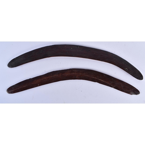 871 - TWO TRIBAL ABORIGINAL BOOMERANGS. 56 cm long. (2)