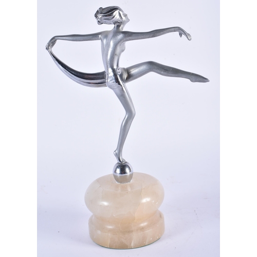 880 - AN ART DECO CHROME DANCER. 20 cm x 10 cm.