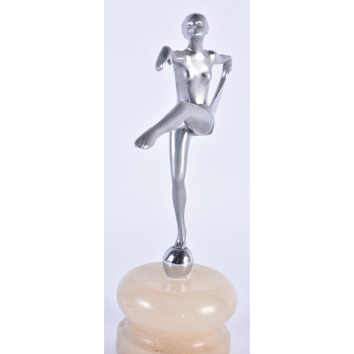 880 - AN ART DECO CHROME DANCER. 20 cm x 10 cm.