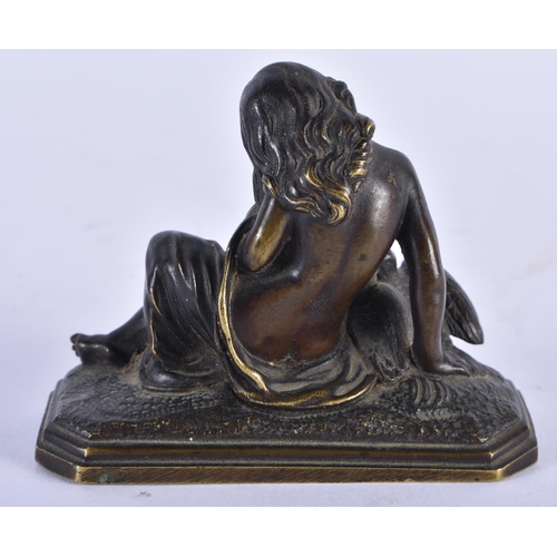 897 - A 19TH CENTURY BRONZE FIGURE OF A SEATED FEMALE modelled beside birds, together with a Grand Tour br... 