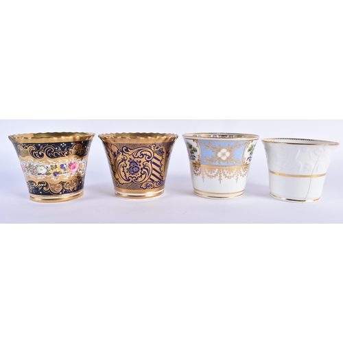 9 - FOUR EARLY 19TH CENTURY LARGE CHAMBERLAINS WORCESTER COFFEE CUPS of varying designs. Largest 8 cm hi... 