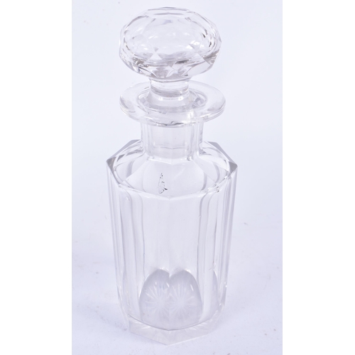 905 - A Pair of Cut Glass Decanters.  18cm x 6.5cm,