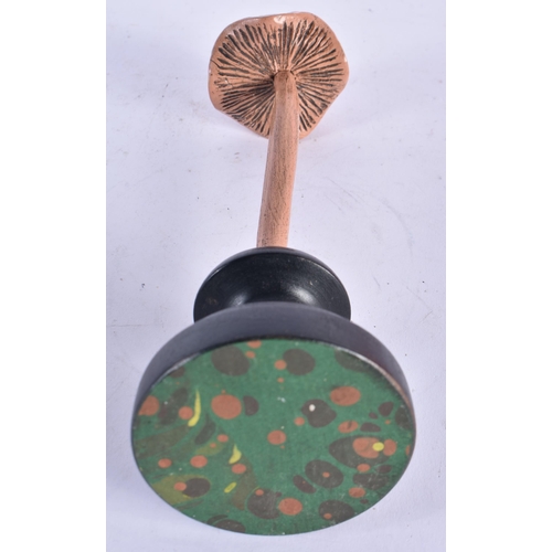 911 - AN UNUSUAL CARVED FOLK ART PAINTED WOOD MUSHROOM SPECIMEN. 23cm high.