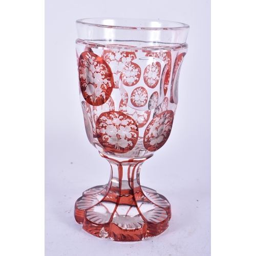 921 - Two Glasses Overlaid with Ruby Glass.  Largest 16cm x 8cm