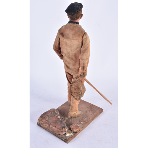 948 - A Vintage French Folk Art Figure of a Fisherman by J Le Brozec.  33cm high