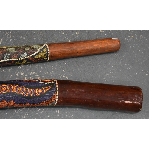 950 - Two Australian Didgeridoos with Beaded Decoration.  Length 132cm (2)