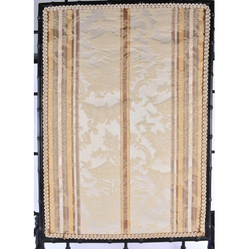 953 - A Japanese Bamboo Screen with an Embroidered Panel.  103cm x 60cm x 33cm