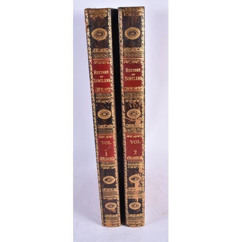 954 - A Backgammon Board in the form of 2 Volumes of The History of Scotland c/w 30 Draughtsmen, 4 Dice, 2... 