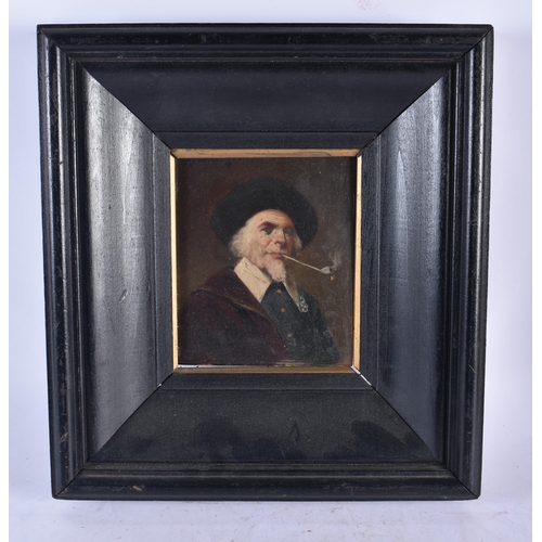 959 - An Oil on Board (possibly Dutch) of a Man Smoking a Clay Pipe.  Unsigned.   Oil            12.5cm x ... 