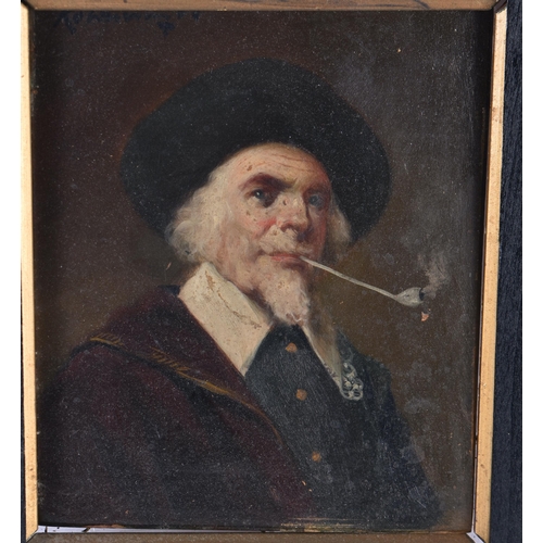 959 - An Oil on Board (possibly Dutch) of a Man Smoking a Clay Pipe.  Unsigned.   Oil            12.5cm x ... 