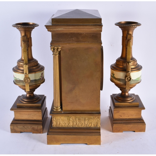 962 - A 19th Century French Clock and Garniture Set.  Clock 38cm x 25cm x 15.5cm, Garniture 33cm x 12cm Cl... 