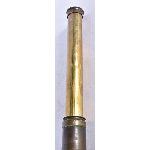 970 - A Very Large Antique Brass 1 Drawer Telescope.  110cm long (folded). 138cm (extended), Lend 7.5cn di... 