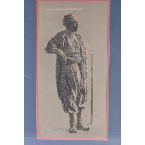 981 - Framed Print of an Arab Male Holding a Knife.  Frame 62cm x 42cm