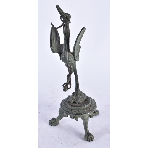 987 - A Grand Tour Bronze of a Stork with a Serpent Coiled in its Beak.  24cm high