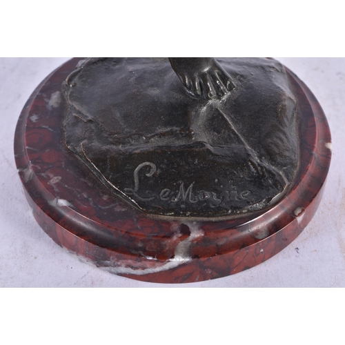 988 - 19th century bronze representing a dancer.  Bronze with brown patina on a red marble terrace signed ... 