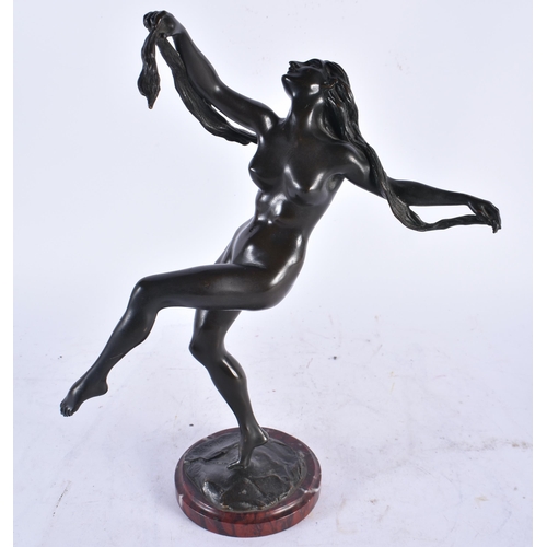 988 - 19th century bronze representing a dancer.  Bronze with brown patina on a red marble terrace signed ... 