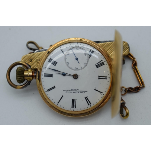 1000 - AN ANTIQUE 14CT GOLD HALF HUNTER ENAMELLED POCKET WATCH with 9ct gold cased pocket knife & a yellow ... 