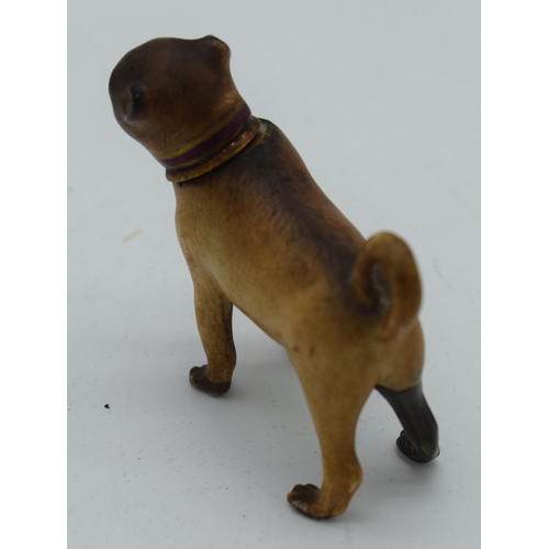 1004 - A VERY RARE ANTIQUE MEISSEN PORCELAIN PUG DOG SCENT BOTTLE AND STOPPER. 35 grams. 5.5 cm x 5.25cm.