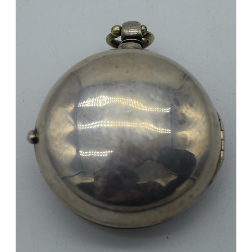 1009 - A GEORGE III SILVER CASED POCKET WATCH by Edward Elliott of Lenham. 171 grams. 6 cm diameter.